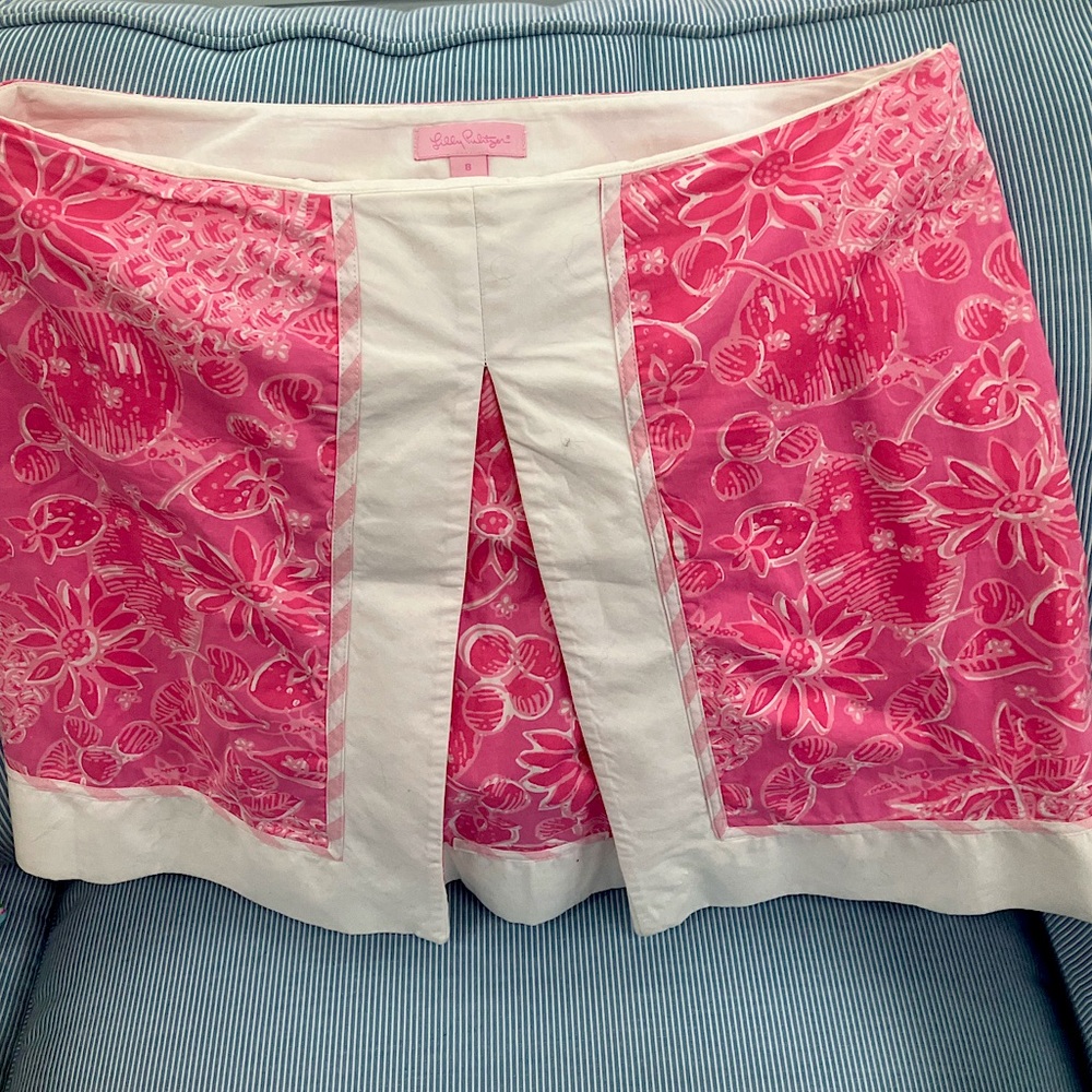 Lilly Pulitzer Pink Label Pink White flower Skort Short Skirt EUC vintage Lilly